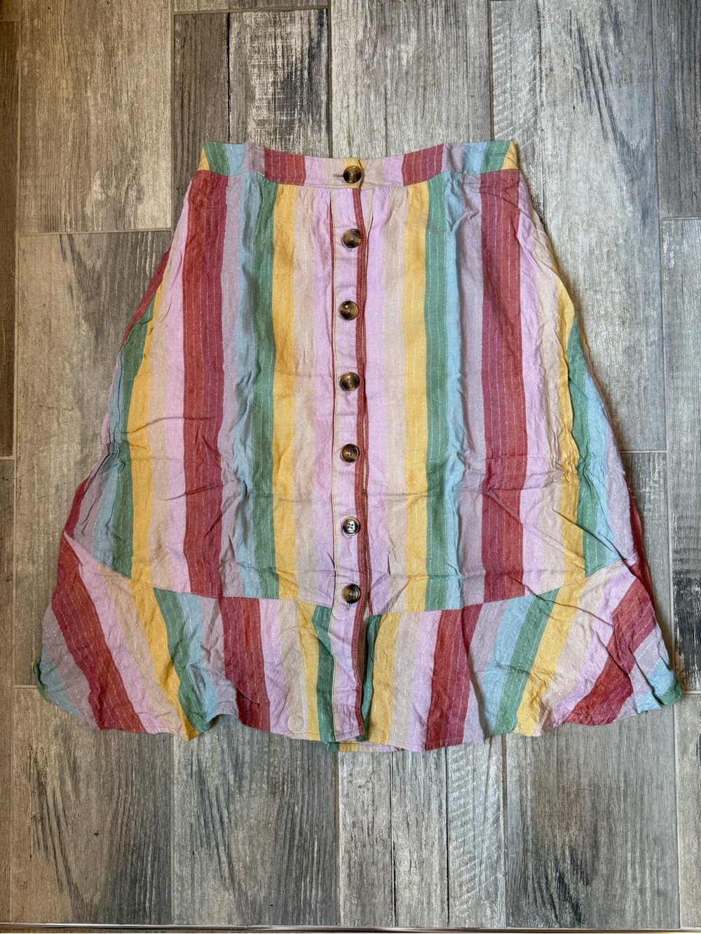 miami Multicolor Striped Button-Front Skirt